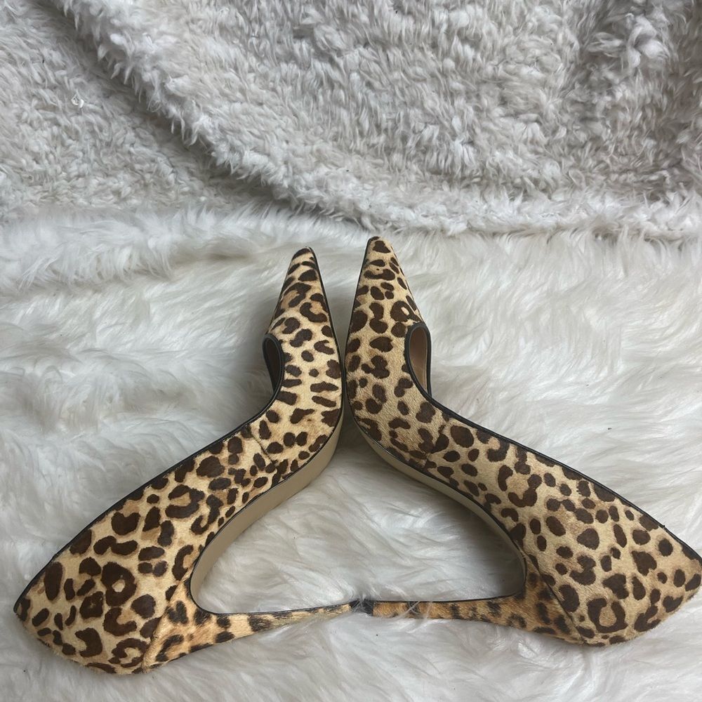 Steve Madden Dasie leather Calf hair leopard print slip on heels 10M - Picture 4 of 11